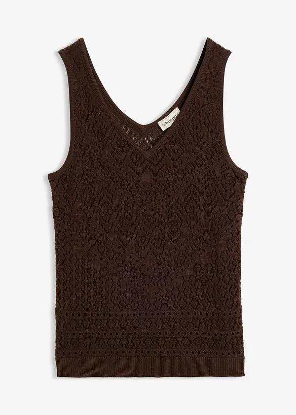 Ajour Stricktop mit Baumwollanteil in braun von vorne - bonprix Ajour Stricktop mit Baumwollanteil in braun von vorne - bonprix