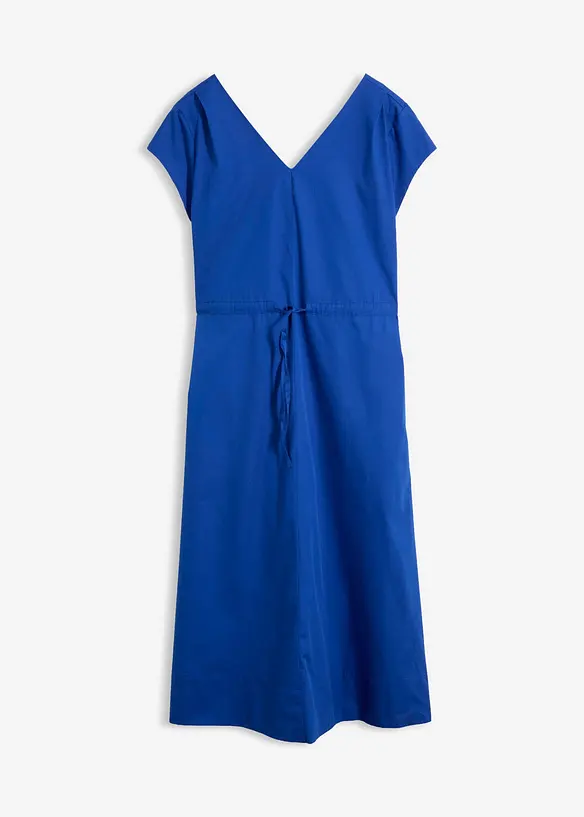 Baumwoll-Popeline- Kleid mit variablem Zugband in blau von vorne - bonprix