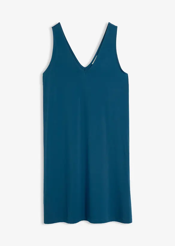 Fließendes Trägerkleid mit V-Ausschnitt in petrol von vorne - bonprix Fließendes Trägerkleid mit V-Ausschnitt in petrol von vorne - bonprix