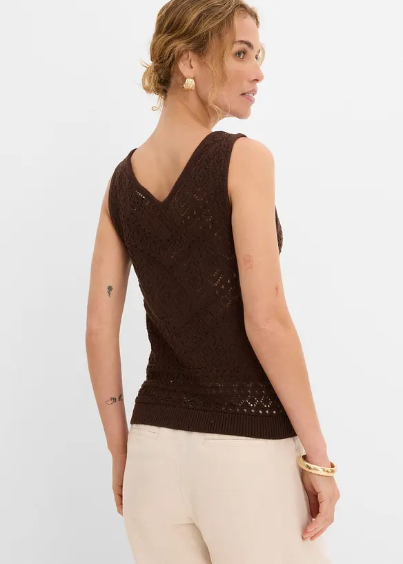 Ajour Stricktop mit Baumwollanteil in braun von hinten (im Anschnitt) - bonprix Ajour Stricktop mit Baumwollanteil in braun von hinten (im Anschnitt) - bonprix