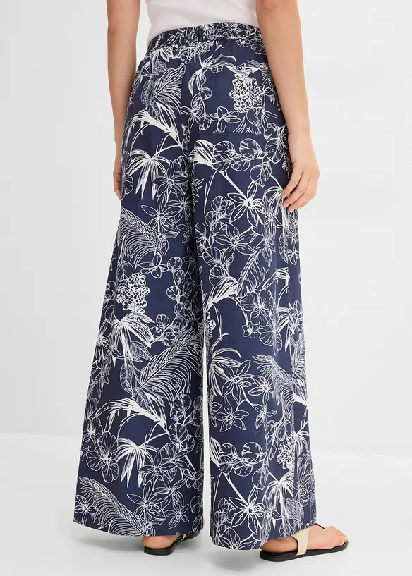 Marlenehose aus reiner Baumwolle in blau von hinten - bonprix