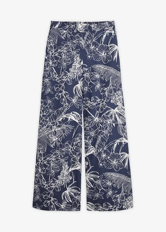 Marlenehose aus reiner Baumwolle in blau von vorne - bonprix