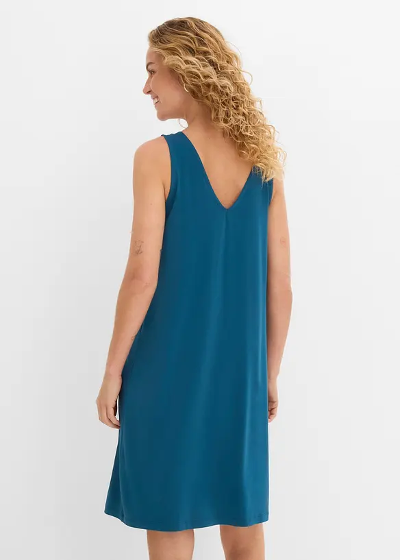 Fließendes Trägerkleid mit V-Ausschnitt in petrol von hinten (Totalaufnahme) - bonprix Fließendes Trägerkleid mit V-Ausschnitt in petrol von hinten (Totalaufnahme) - bonprix