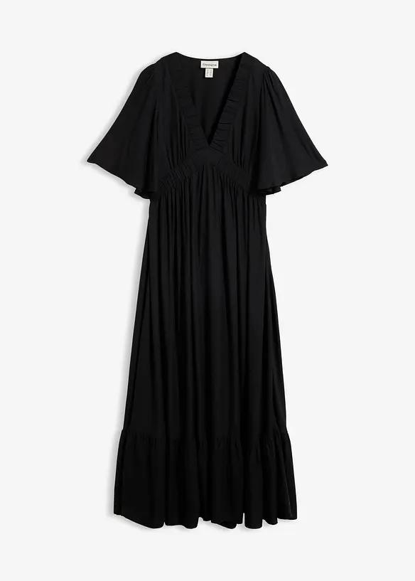 Maxikleid aus fließender Viskose in schwarz von vorne - bonprix Maxikleid aus fließender Viskose in schwarz von vorne - bonprix