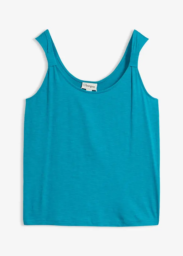 Tanktop aus reiner Bio-Baumwolle in blau von vorne - bonprix