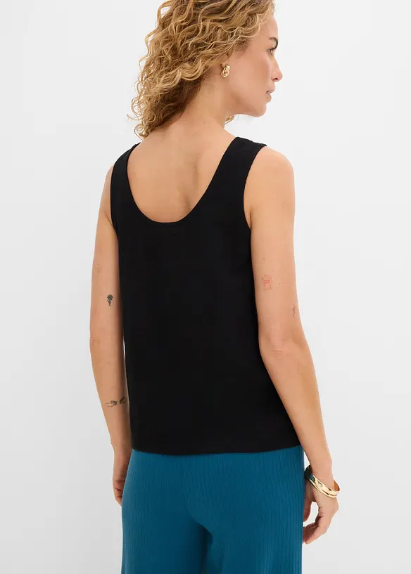 Tanktop aus reiner Bio-Baumwolle in schwarz von hinten (im Anschnitt) - bonprix