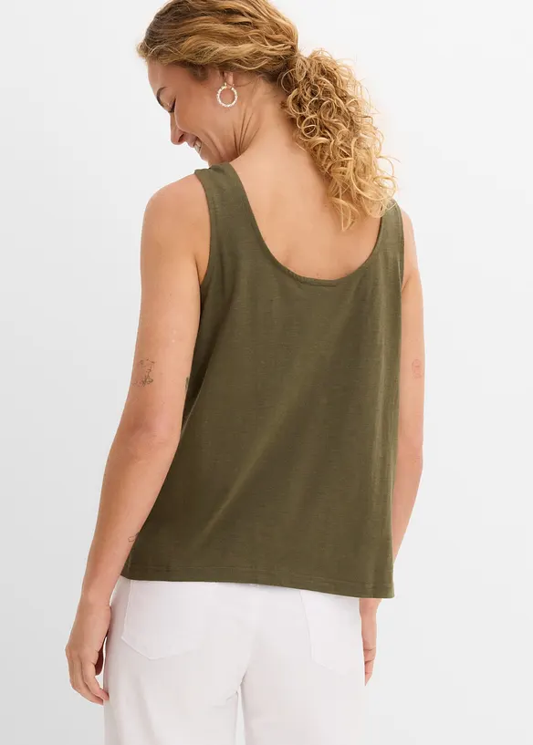 Tanktop aus reiner Bio-Baumwolle in grün von hinten (im Anschnitt) - bonprix