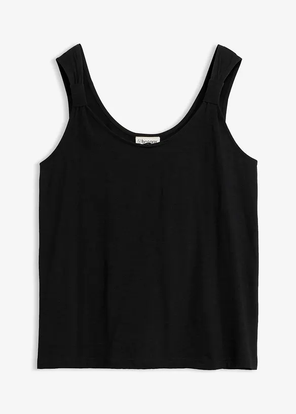 Tanktop aus reiner Bio-Baumwolle in schwarz von vorne - bonprix