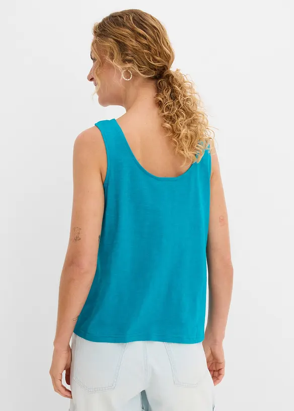 Tanktop aus reiner Bio-Baumwolle in blau von hinten (im Anschnitt) - bonprix