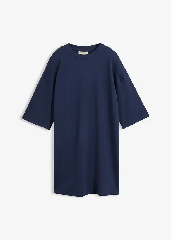 Oversize-Shirtkleid aus schwerer Bio-Baumwolle in blau von vorne - bonprix