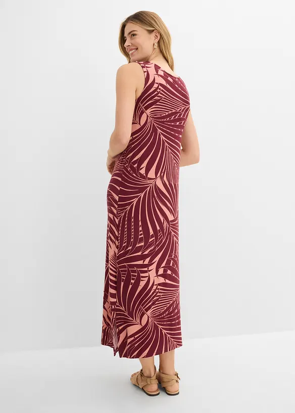 Jerseykleid aus fließendem Viskose-Mix in rot von hinten (Totalaufnahme) - bonprix