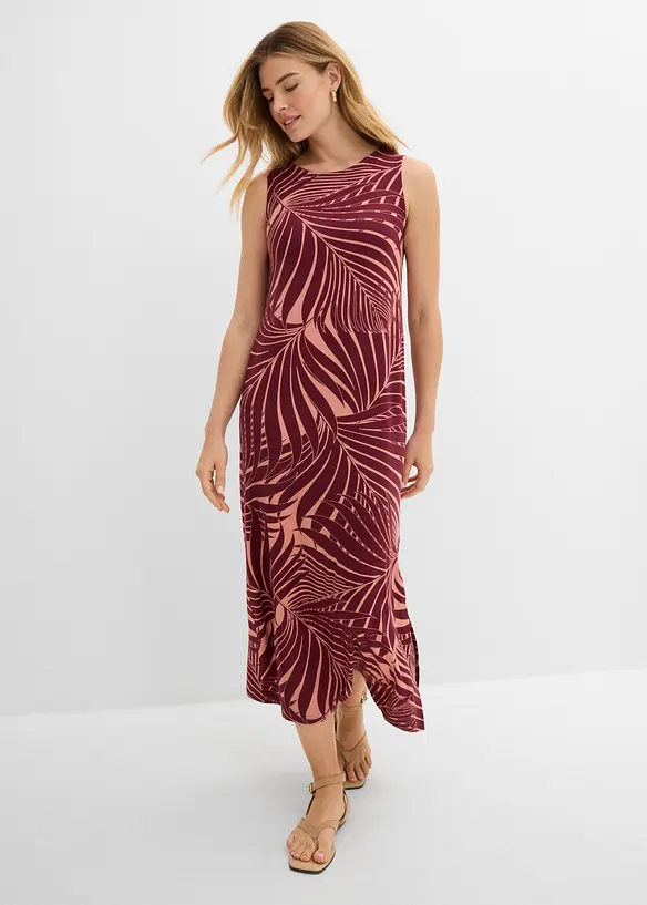 Jerseykleid aus fließendem Viskose-Mix in rot von vorne (Totalaufnahme) - bonprix