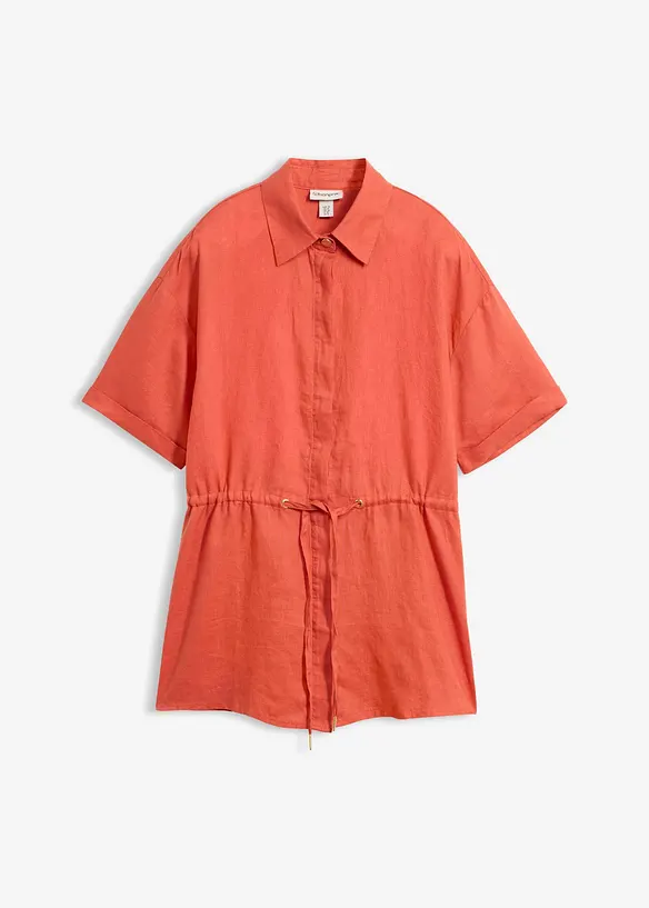 Longbluse aus reinem Leinen in rot von vorne - bonprix
