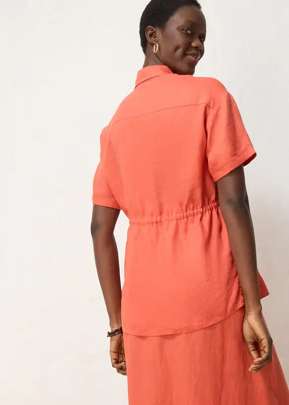 Longbluse aus reinem Leinen in rot von hinten (im Anschnitt) - bonprix