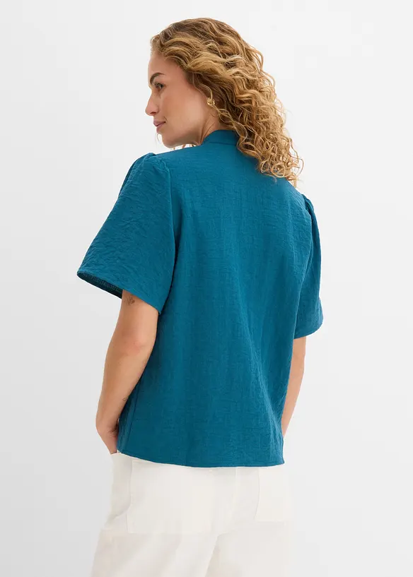 Bluse aus Viskose-Mix in petrol von hinten (im Anschnitt) - bonprix