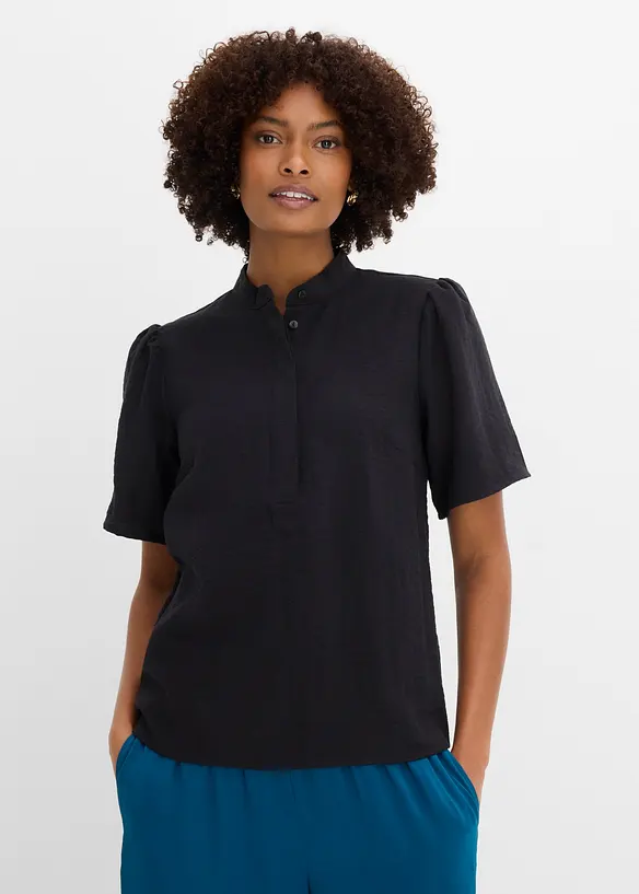 Bluse aus Viskose-Mix in schwarz von vorne (im Anschnitt) - bonprix