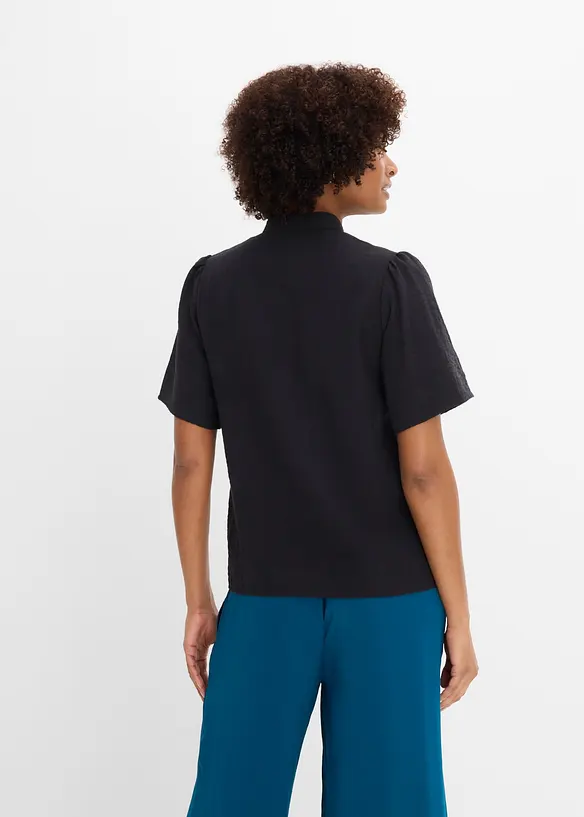 Bluse aus Viskose-Mix in schwarz von hinten (im Anschnitt) - bonprix