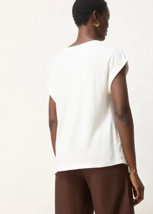 Leichtes T-Shirt aus reinem Leinen mit Stickerei in weiß von hinten (im Anschnitt) - bonprix Leichtes T-Shirt aus reinem Leinen mit Stickerei in weiß von hinten (im Anschnitt) - bonprix