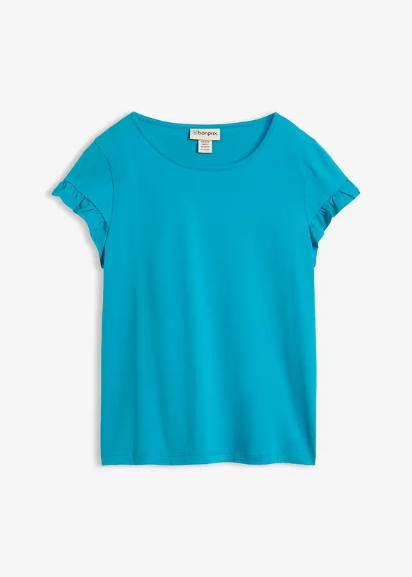 T-Shirt aus reiner Baumwolle in blau von vorne - bonprix