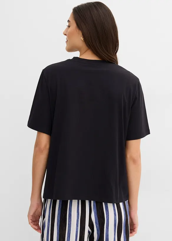 Oversize-Shirt aus reiner Bio-Baumwolle in schwarz von hinten (im Anschnitt) - bonprix