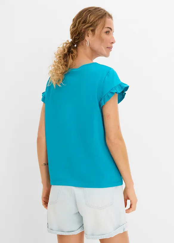 T-Shirt aus reiner Baumwolle in blau von hinten (im Anschnitt) - bonprix