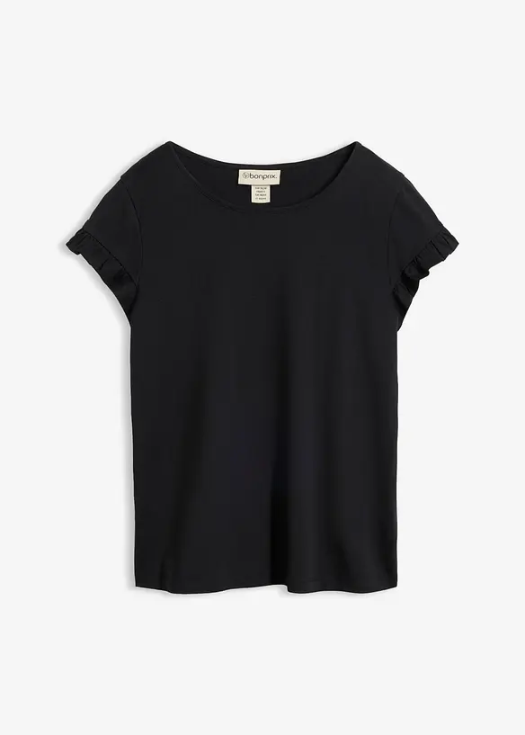 T-Shirt aus reiner Baumwolle in schwarz von vorne - bonprix