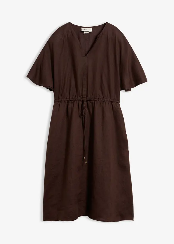 Kleid aus reinem Leinen in braun von vorne - bonprix Kleid aus reinem Leinen in braun von vorne - bonprix
