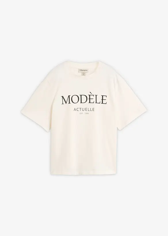 Oversize-Shirt aus reiner Bio-Baumwolle in weiß von vorne - bonprix