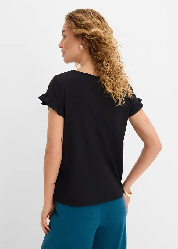 T-Shirt aus reiner Baumwolle in schwarz von hinten (im Anschnitt) - bonprix