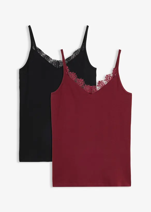 Spitzentop (2er Pack) in rot von vorne - bonprix Spitzentop (2er Pack) in rot von vorne - bonprix