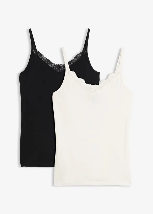 Spitzentop (2er Pack) in weiß von vorne - bonprix Spitzentop (2er Pack) in weiß von vorne - bonprix