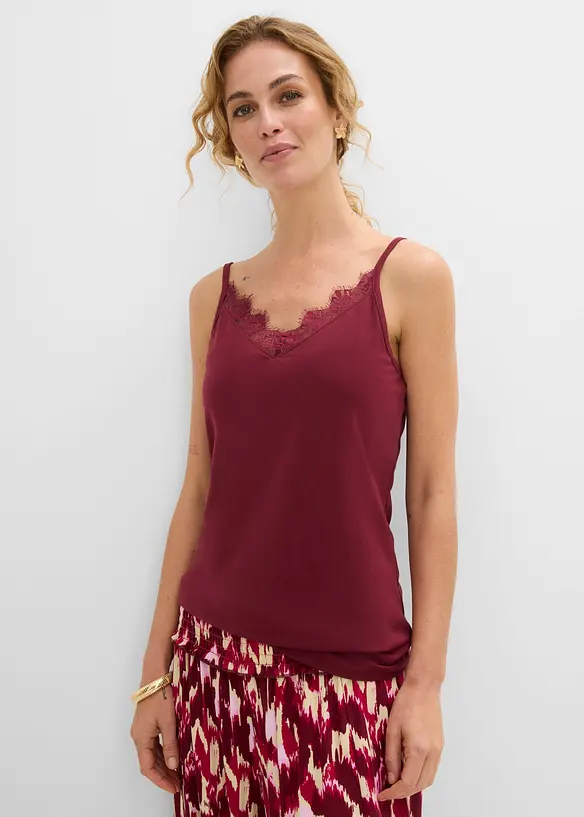 Spitzentop (2er Pack) in rot von vorne (im Anschnitt) - bonprix Spitzentop (2er Pack) in rot von vorne (im Anschnitt) - bonprix