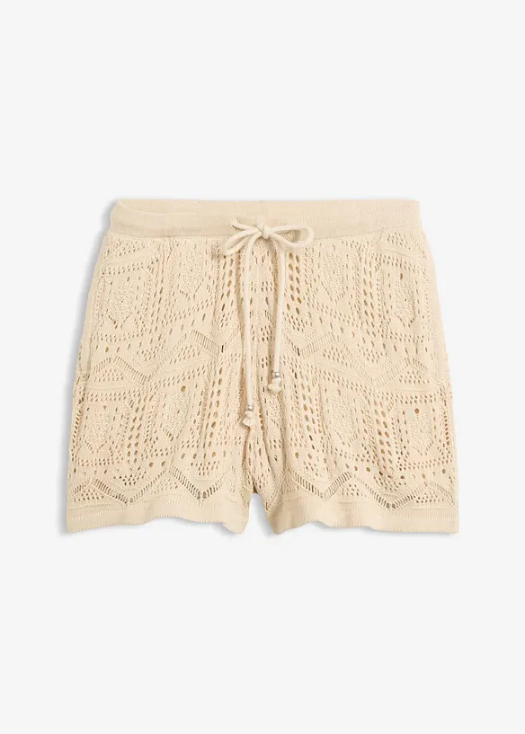Ajour-Shorts aus Baumwoll-Mix in beige von vorne - bonprix Ajour-Shorts aus Baumwoll-Mix in beige von vorne - bonprix