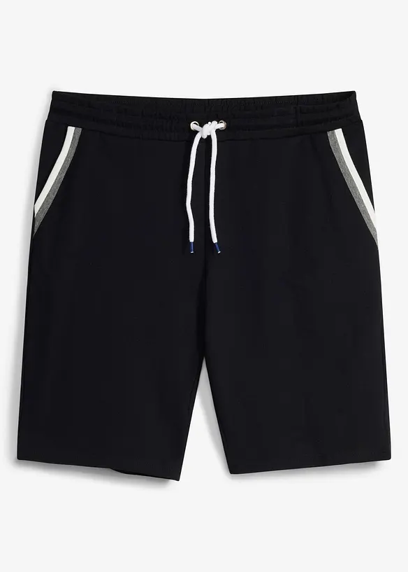 Sweat-Bermuda aus reiner Baumwolle in schwarz von vorne - bonprix