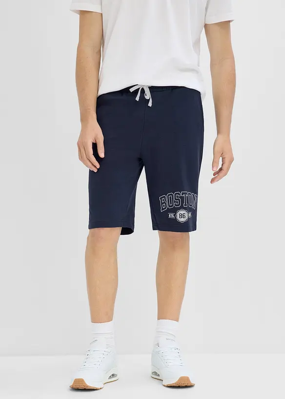 Sweat-Bermuda in Regular Fit in blau von vorne - bonprix