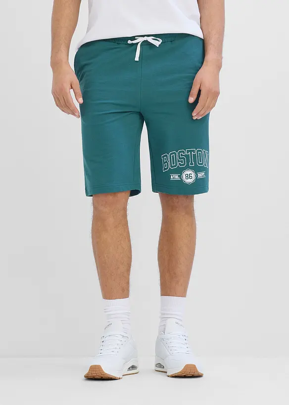 Sweat-Bermuda in Regular Fit in petrol von vorne - bonprix