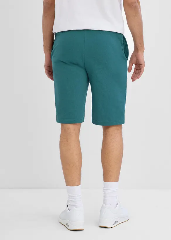 Sweat-Bermuda in Regular Fit in petrol von hinten - bonprix