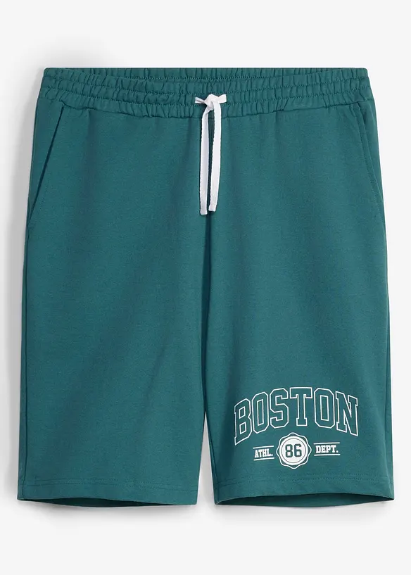 Sweat-Bermuda in Regular Fit in petrol von vorne - bonprix