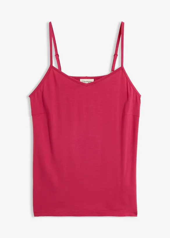 Spaghettiträger-Top aus fließendem Lyocell-Mix in pink von vorne - bonprix