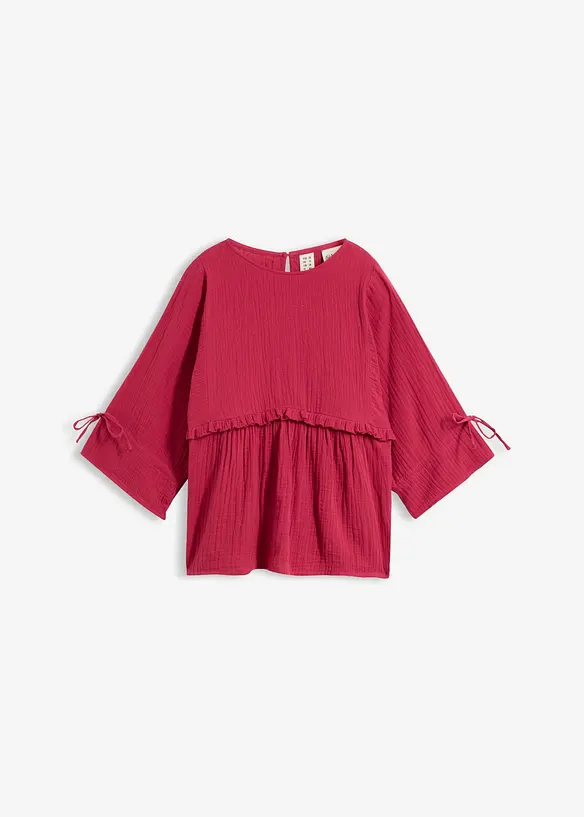 Blusenshirt aus luftigem Musselin in pink von vorne - bonprix