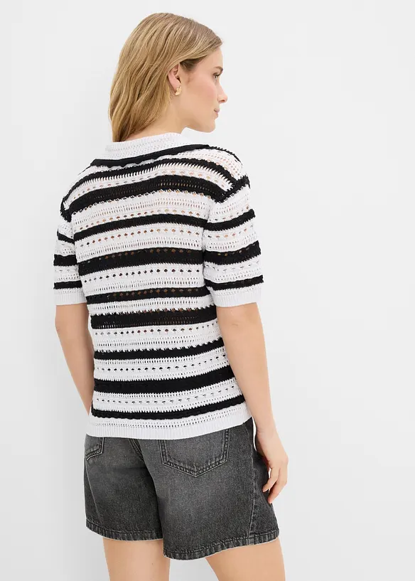 Weites Strickshirt in schwarz von hinten (im Anschnitt) - bonprix