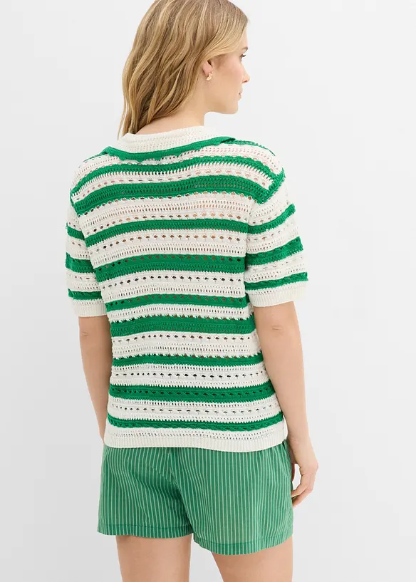 Weites Strickshirt in grün von hinten (im Anschnitt) - bonprix