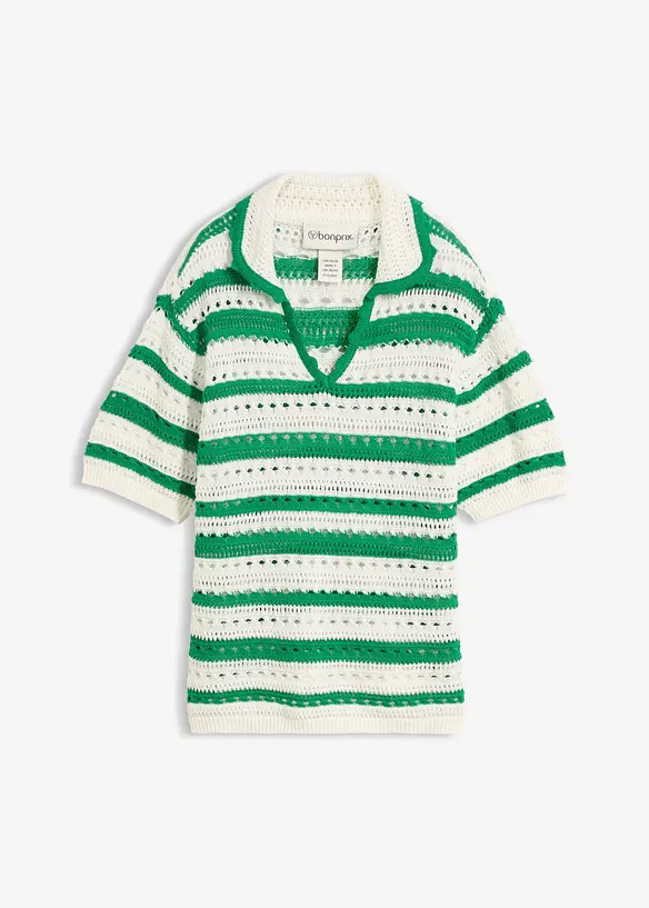 Weites Strickshirt in grün von vorne - bonprix