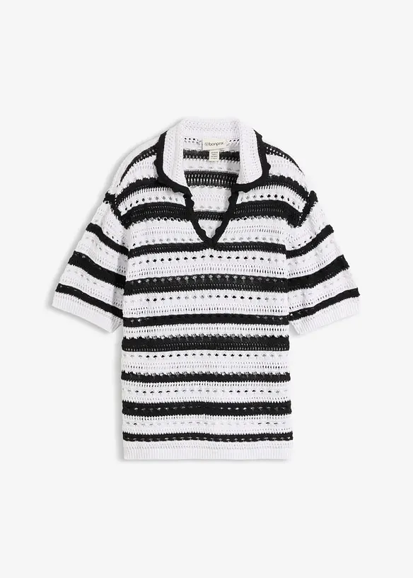 Weites Strickshirt in schwarz von vorne - bonprix