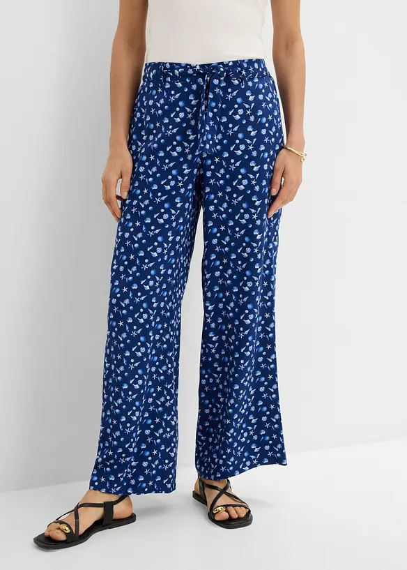 Schlupfhose  aus reiner Viskose in blau von vorne - bonprix