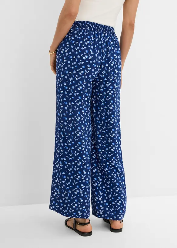 Schlupfhose  aus reiner Viskose in blau von hinten - bonprix