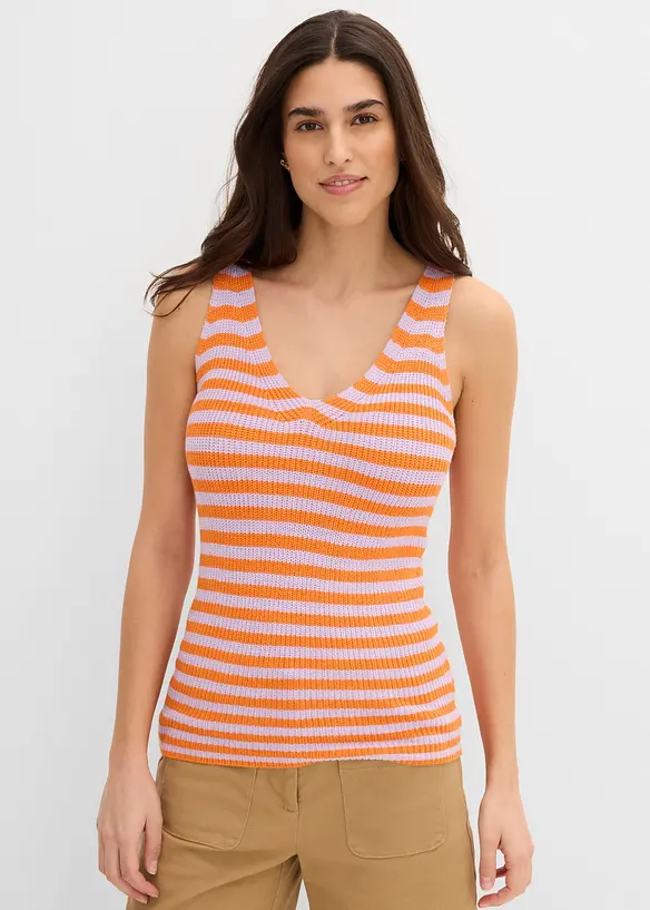 Stricktop aus Viskose-Mix in lila von vorne (im Anschnitt) - bonprix Stricktop aus Viskose-Mix in lila von vorne (im Anschnitt) - bonprix
