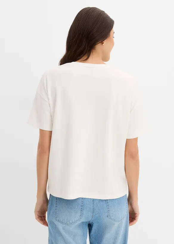 T-Shirt aus schwerer Bio-Baumwolle in weiß von hinten (im Anschnitt) - bonprix