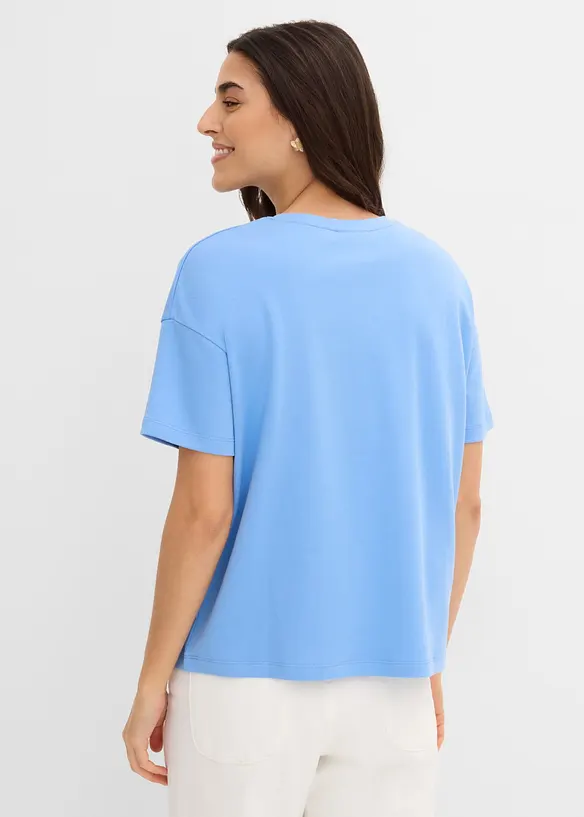 T-Shirt aus schwerer Bio-Baumwolle in blau von hinten (im Anschnitt) - bonprix