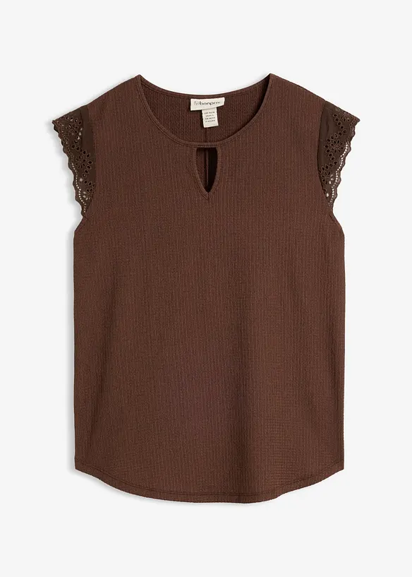 Shirt aus strukturiertem Crêpe in braun von vorne - bonprix